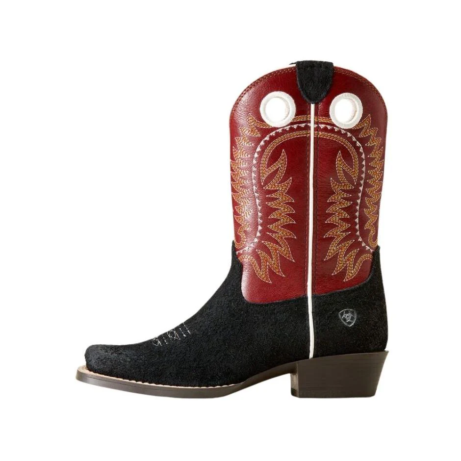 Ariat Youth Derby Monroe Cutter Toe Western Boot- Black Roughout - Image 2