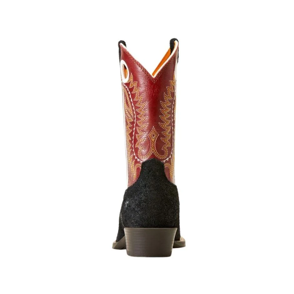 Ariat Youth Derby Monroe Cutter Toe Western Boot- Black Roughout - Image 3