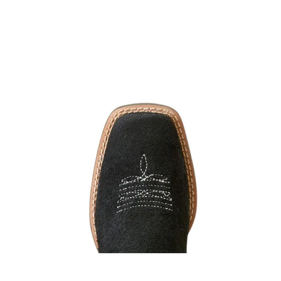Ariat Youth Derby Monroe Cutter Toe Western Boot- Black Roughout - Image 4