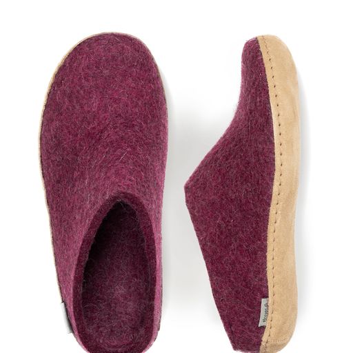 Glerups Slip On Leather Sole Shoes - Cranberry - Image 3