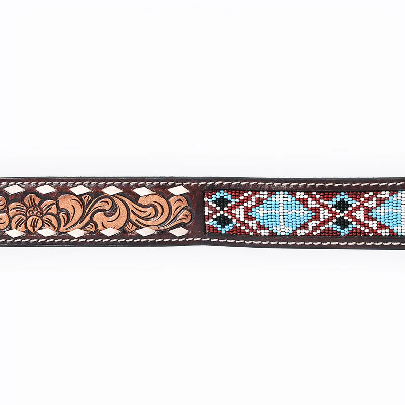 Bar H Hand Tooled Western leather Belt - Image 2