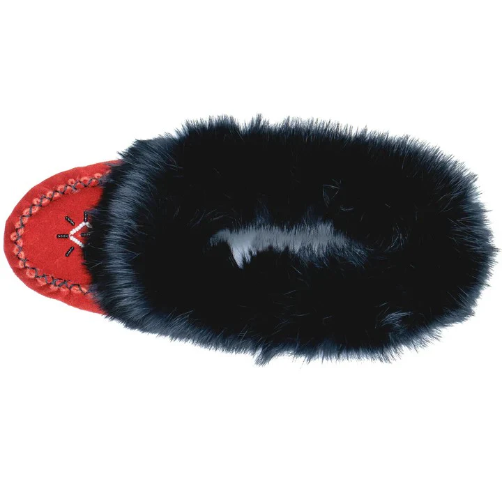 Bastien Ladies Moccasins with Black Rabbit Fur - Image 4