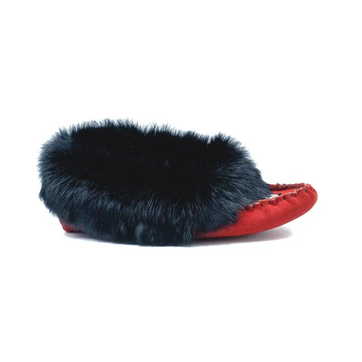 Bastien Ladies Moccasins with Black Rabbit Fur - Image 5