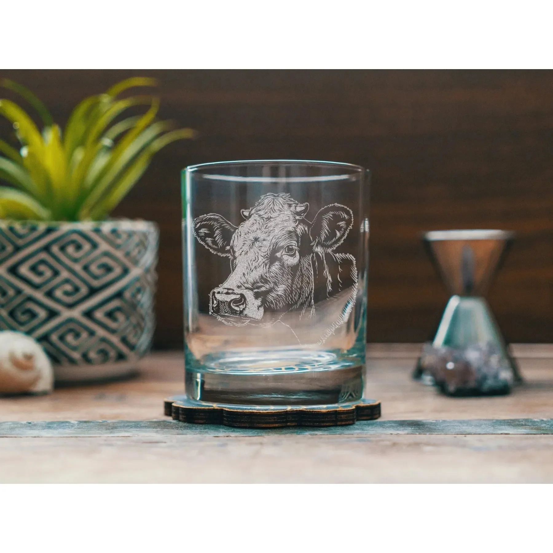 Benoit's Cow Head Old Fashion Drinking Glasses