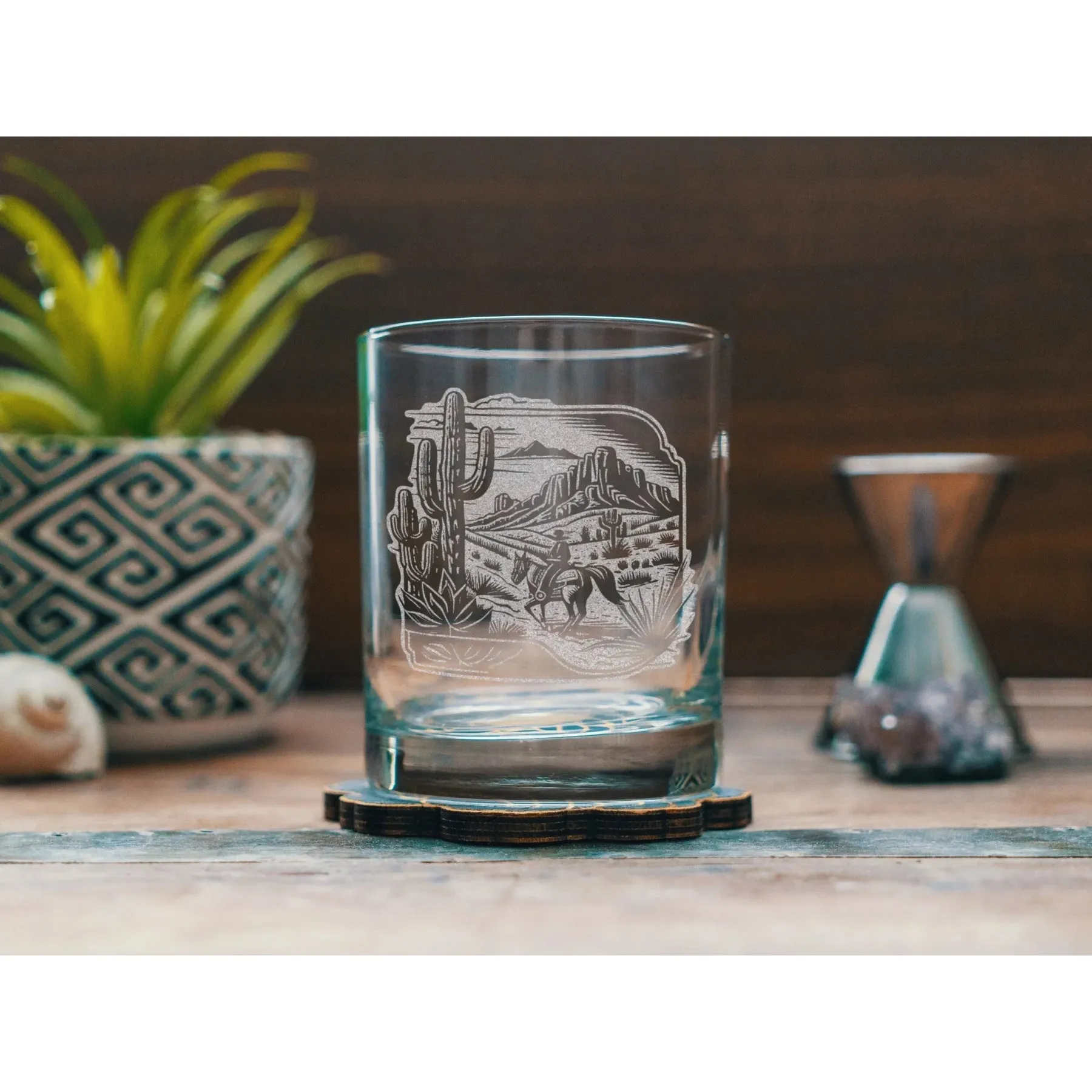 Benoit's Riding Cowboy Scene Old Fashion Drinking Glasses