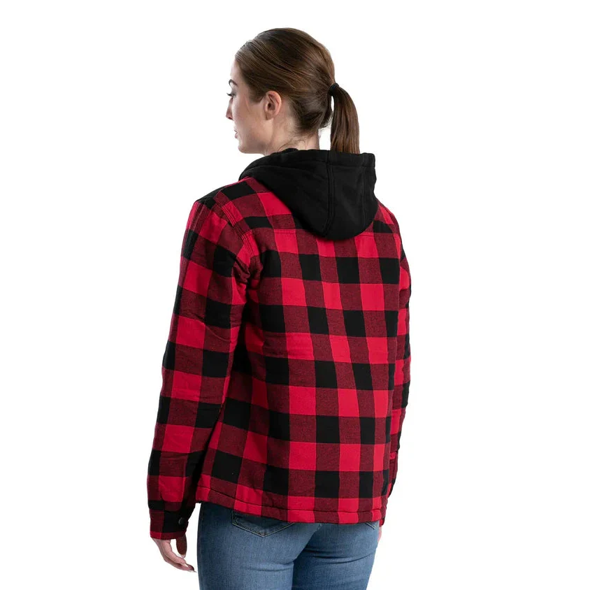Berne Women's Heartland Hooded Shirt Jacket - Red & Black - Image 2