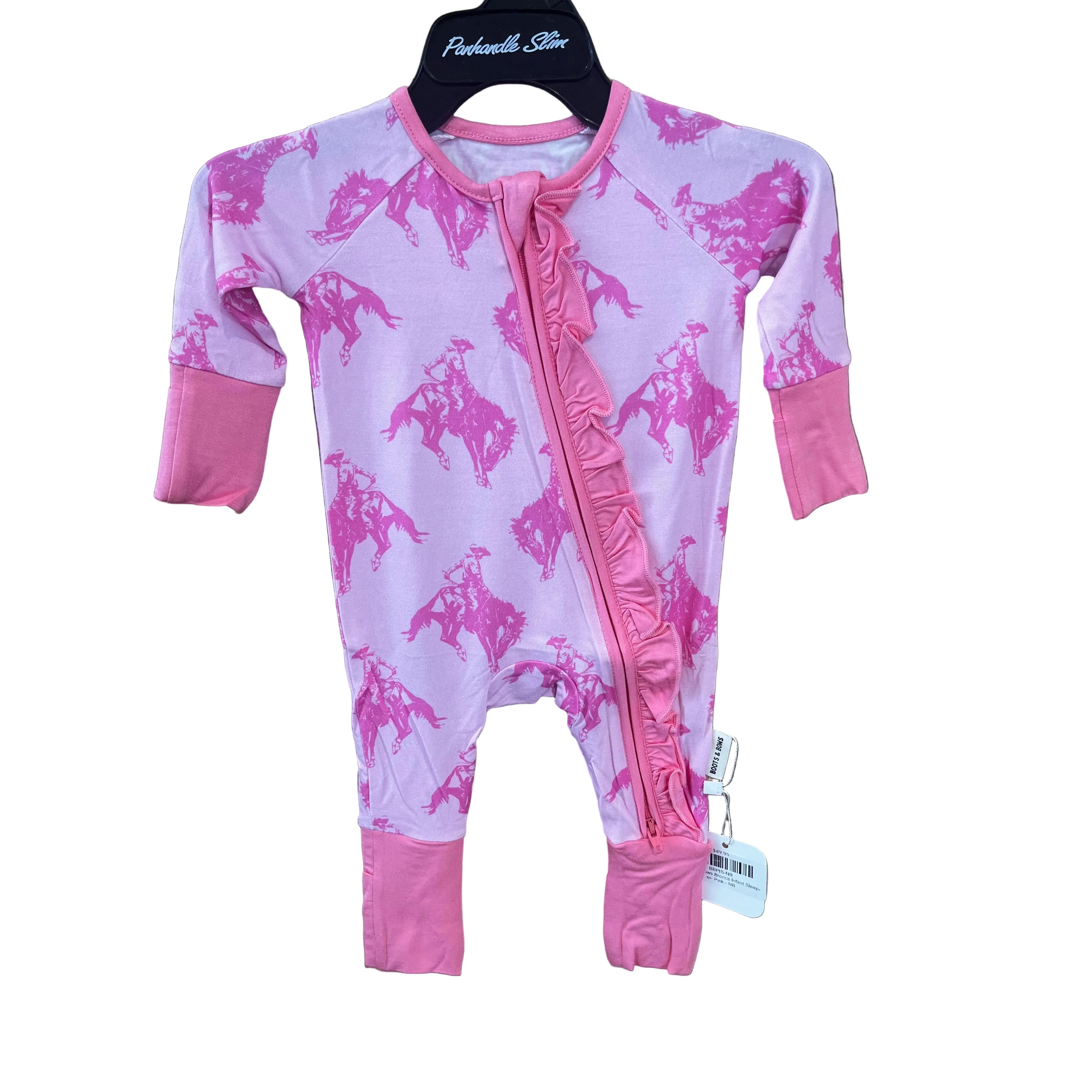 Boots & Bows Broncs Infant Sleeper - Pink