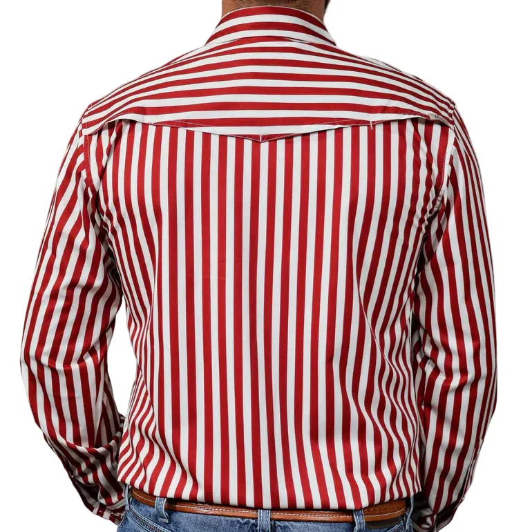 Brand Cowboy Men's The 8 Second Stripe Long Sleeve Shirt - Red/White - Image 2
