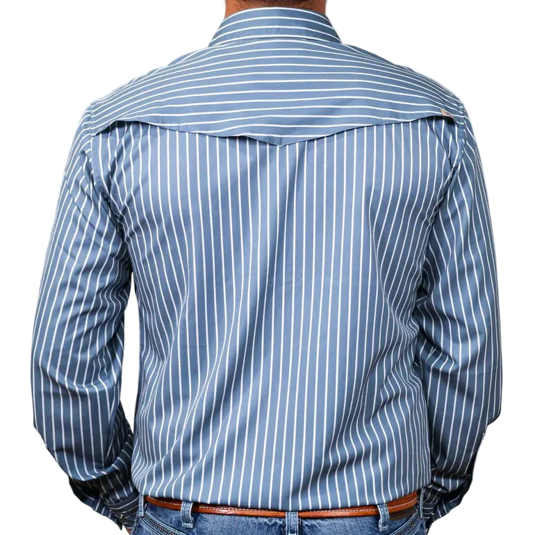 Brand Cowboy Men's The John Wayne Long Sleeve Striped Shirt - Slate Blue - Image 2