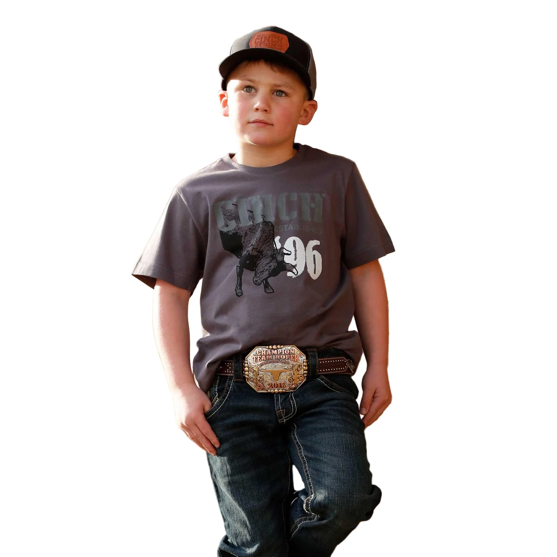 Cinch Boys Short Sleeve Tee Shirt - Charcoal