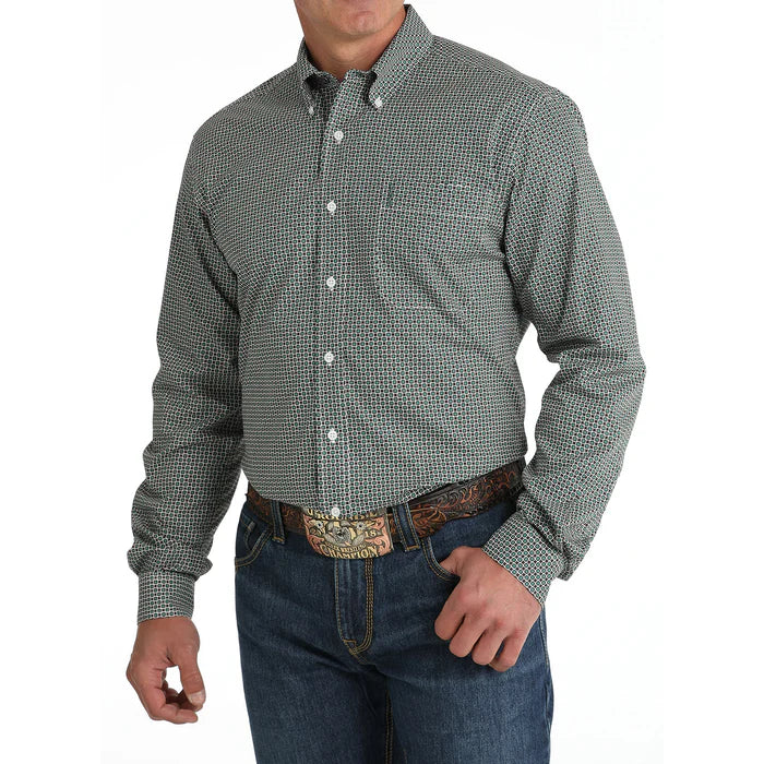 Cinch Men's Classic Fit Long Sleeve Cotton Patterned Shirt - Green - Image 2