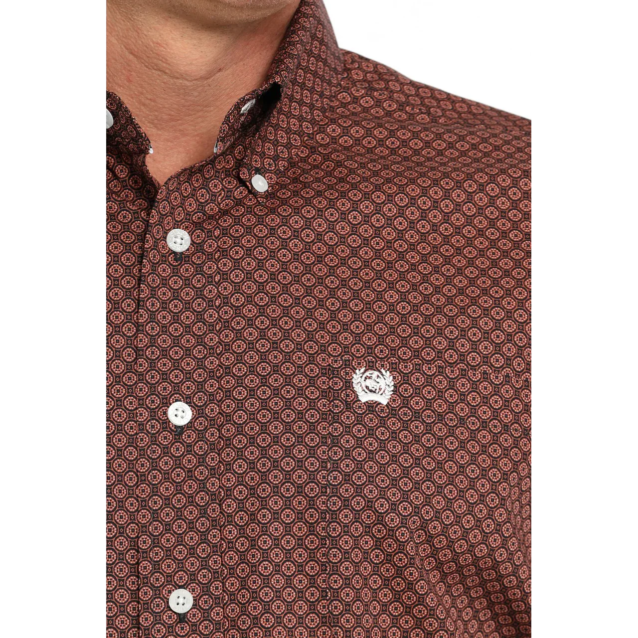 Cinch Men's Geometric Print Button Down Long Sleeve Shirt - Navy - Image 2
