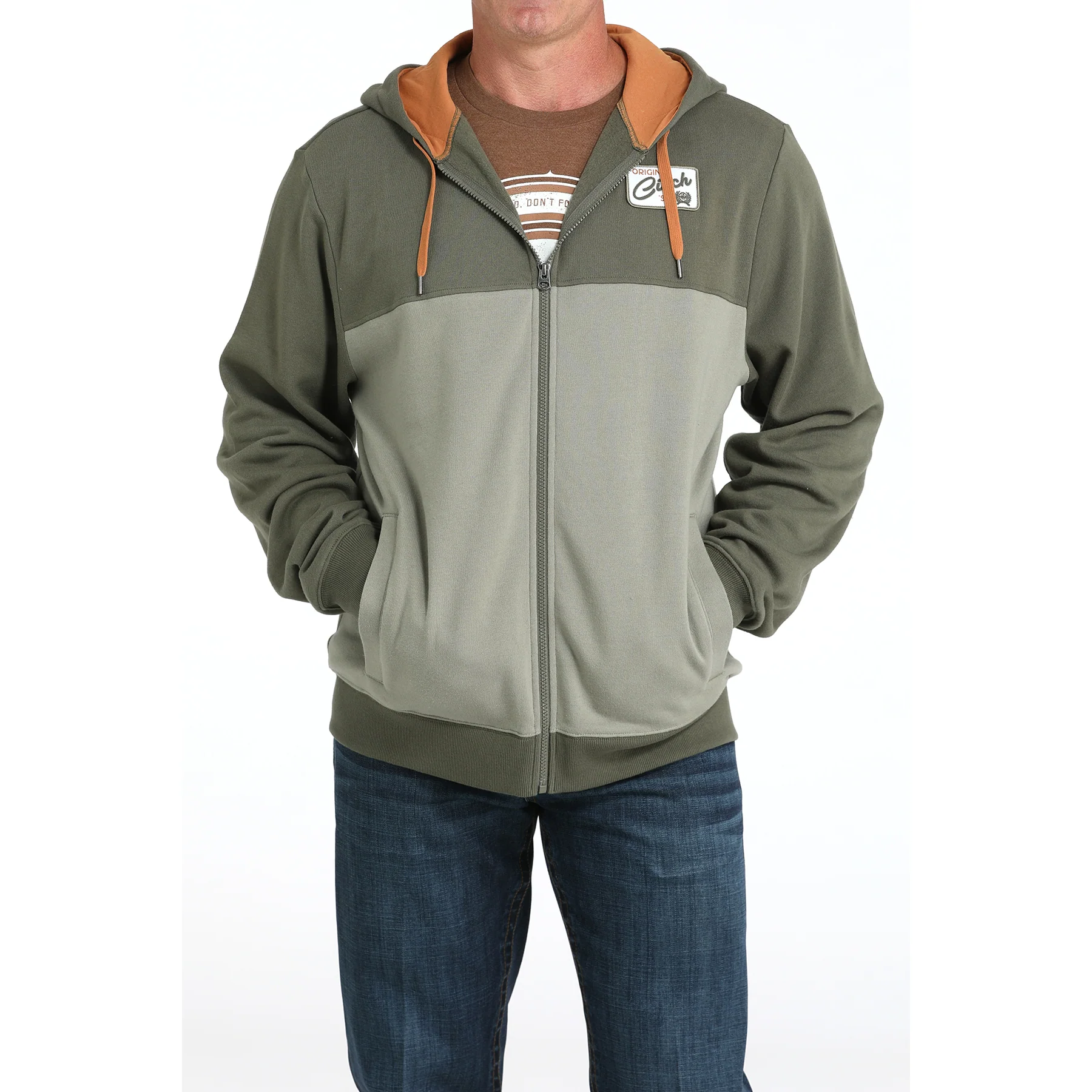 Cinch Men's Long Sleeve Hoodie- Olive