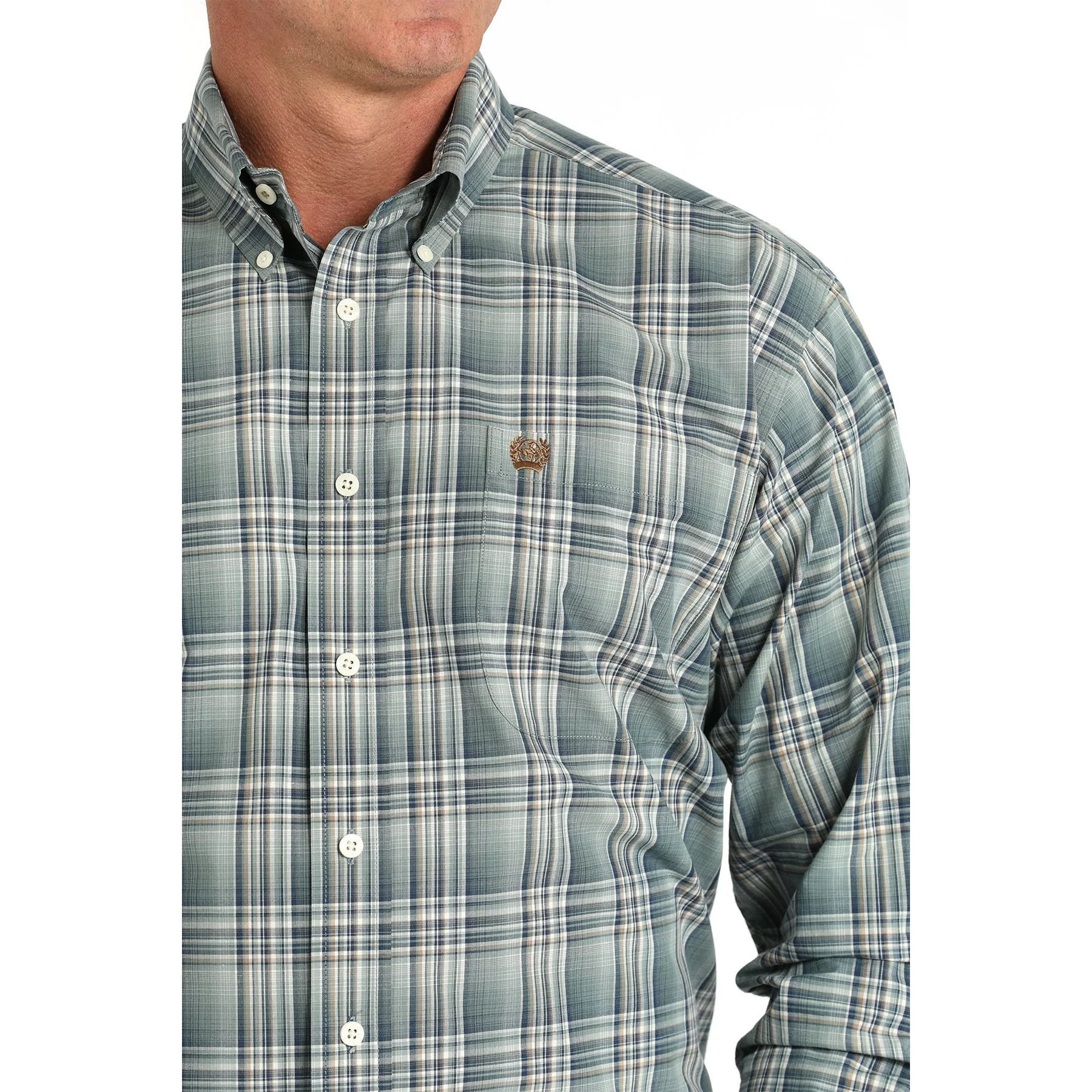 Cinch Men's Long Sleeve Plaid Button Down Western Shirt - Green - Image 2