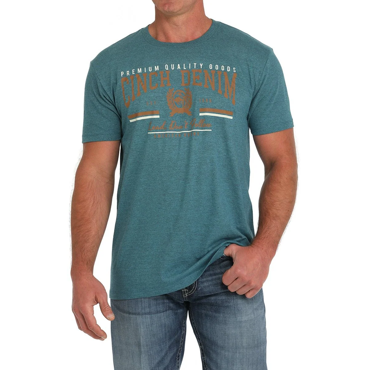Cinch Men's Short Sleeve Tee Shirt- Teal