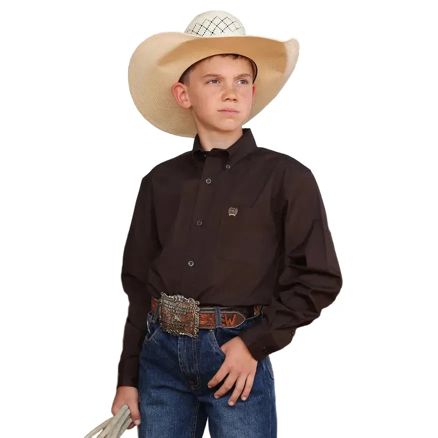 Cinch Toddler Boy's Long Sleeve Shirt - Brown