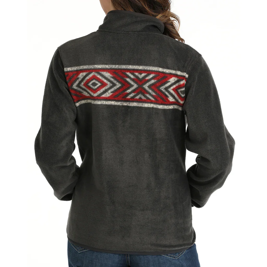 Cinch Women's Long Sleeve Polar Fleece Pullover- Charcoal - Image 2
