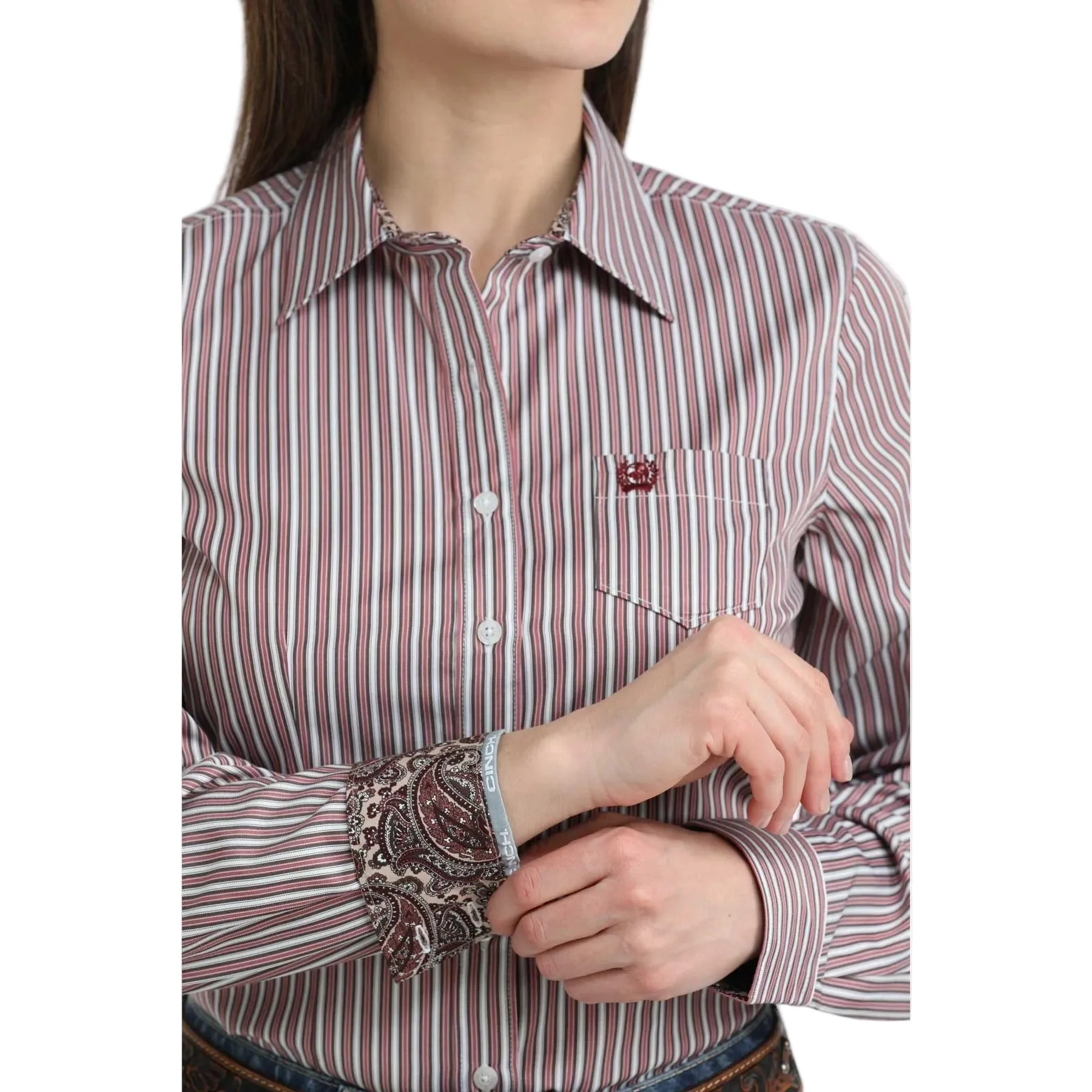 Cinch Women's Long Sleeve Stripe Western Shirt - Multi - Image 2
