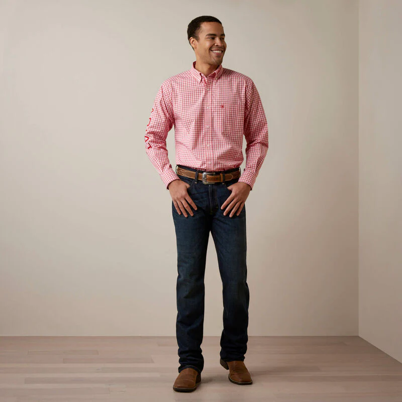 Ariat Pro Series Team Dustin Classic Fit Shirt- Red - Image 4