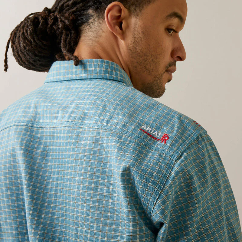Ariat Men's Fire Resistant Edwards Snap Work Shirt- Storm Blue - Image 5