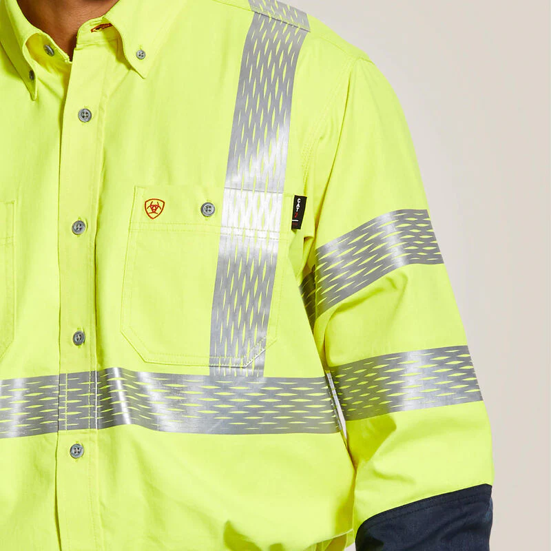 Ariat Men's Fire Resistant Hi-Vis Work Shirt- Hi-Vis Yellow - Image 2