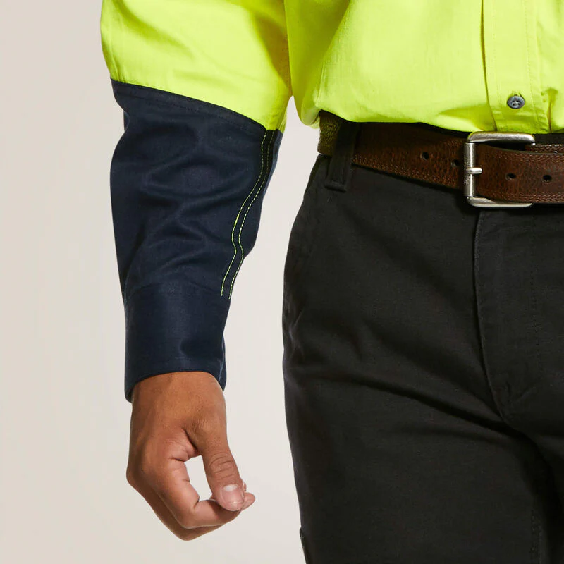Ariat Men's Fire Resistant Hi-Vis Work Shirt- Hi-Vis Yellow - Image 3