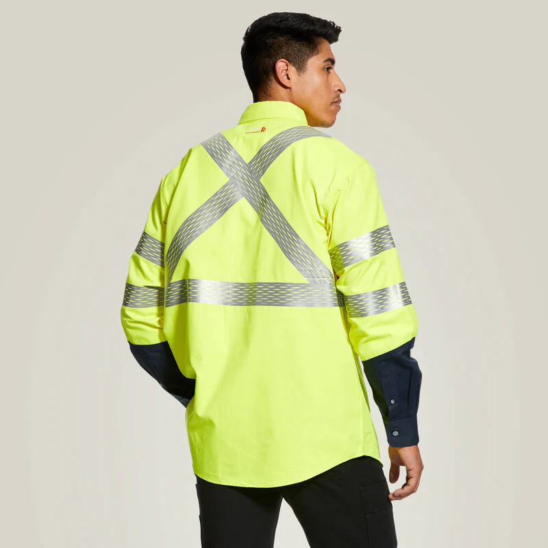 Ariat Men's Fire Resistant Hi-Vis Work Shirt- Hi-Vis Yellow - Image 4