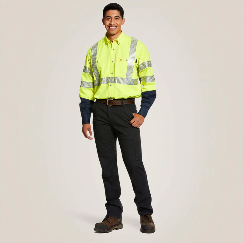 Ariat Men's Fire Resistant Hi-Vis Work Shirt- Hi-Vis Yellow - Image 5
