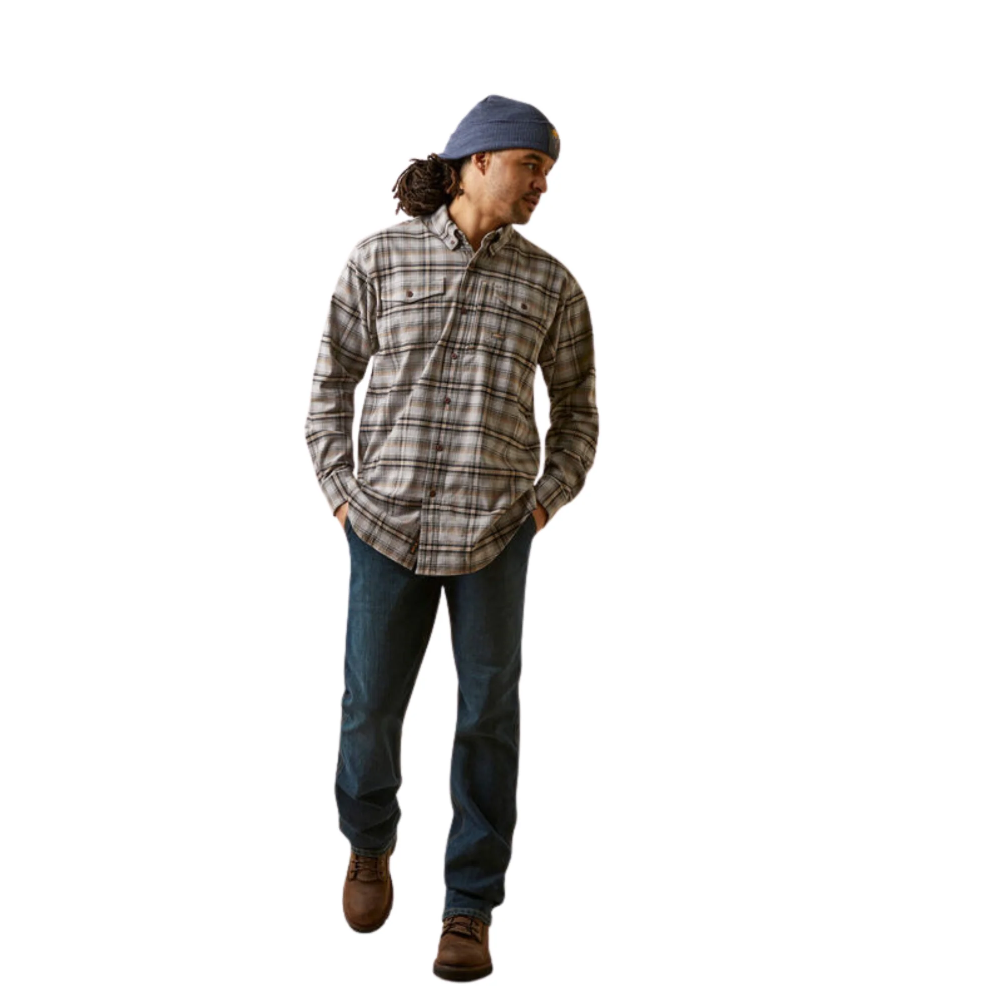 Ariat Men's Rebar Flannel DuraStretch Work Shirt - Alloy Plaid - Image 6