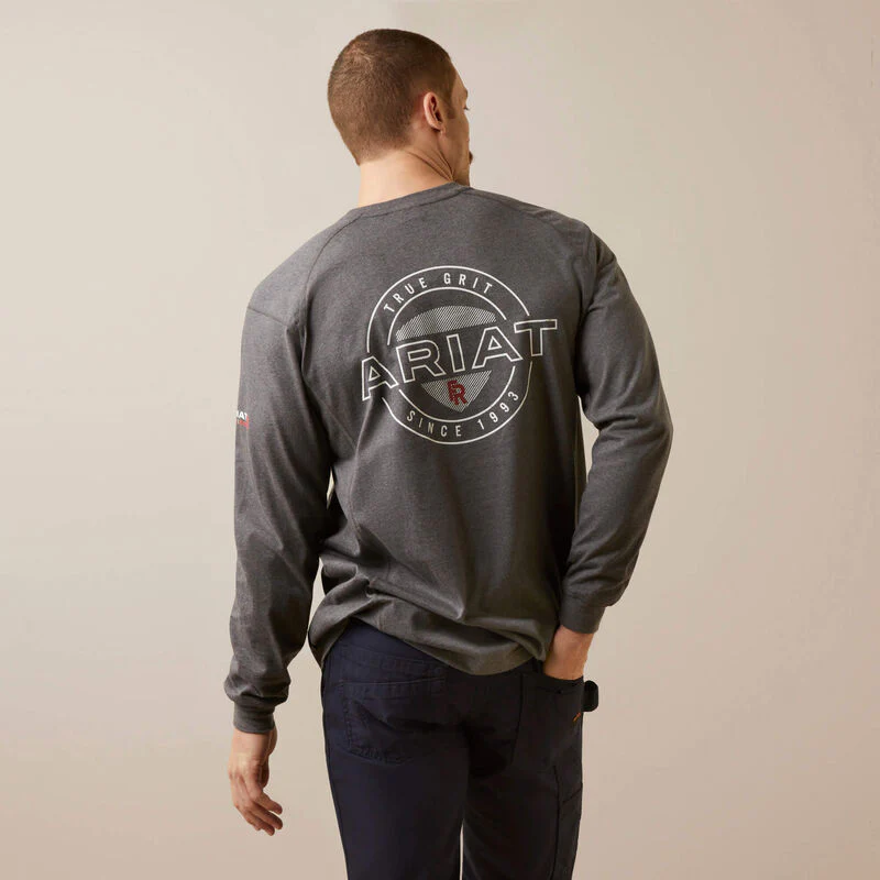 Ariat Men's Fire Resistant Air True Grit T-Shirt - Charcoal Heather - Image 2