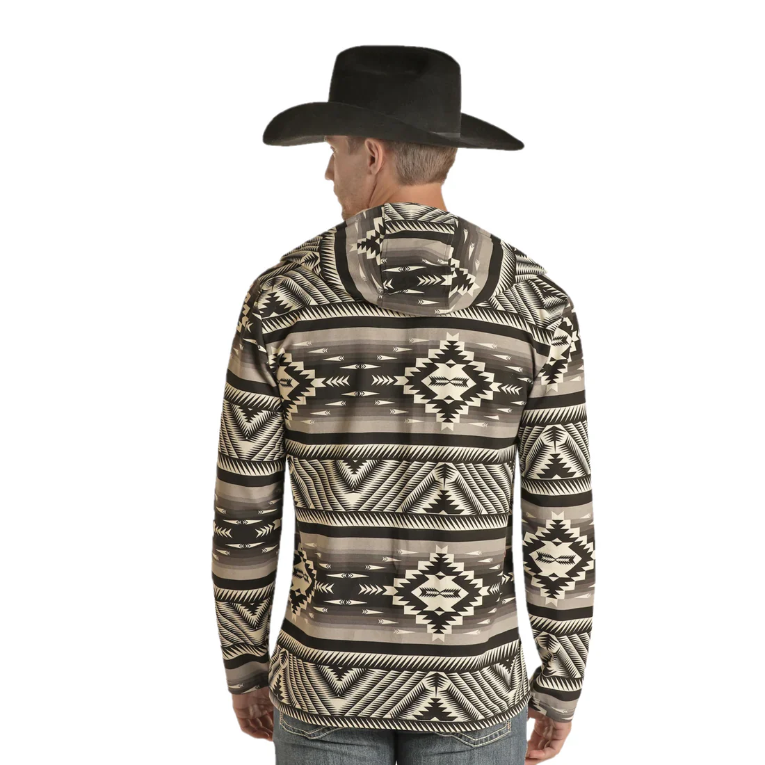 Rock & Roll Men's Aztec Rock & Roll Printed Fleece Hoodie - Black - Image 2