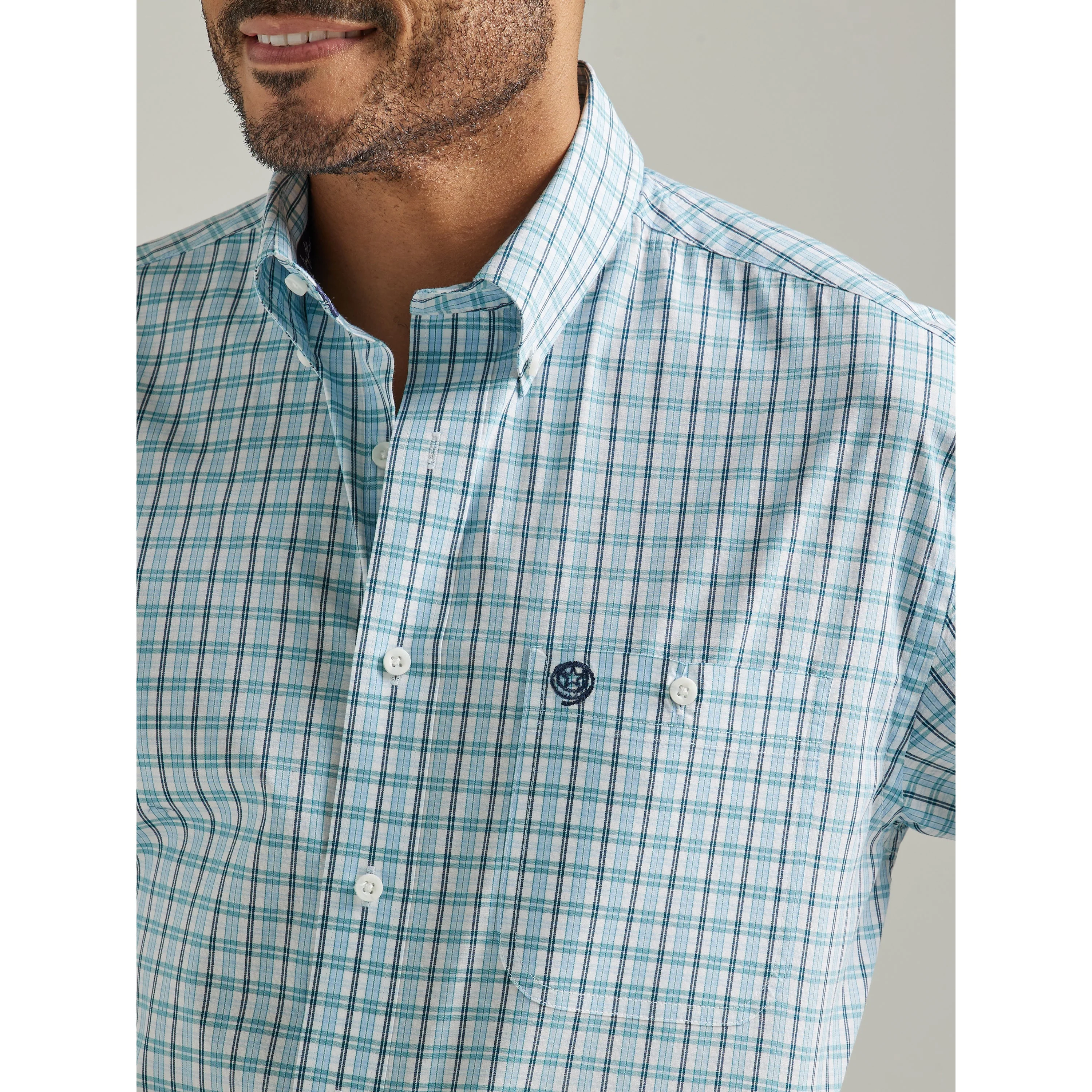 Wrangler Men's George Strait Short Sleeve Shirt - Blue - Image 3