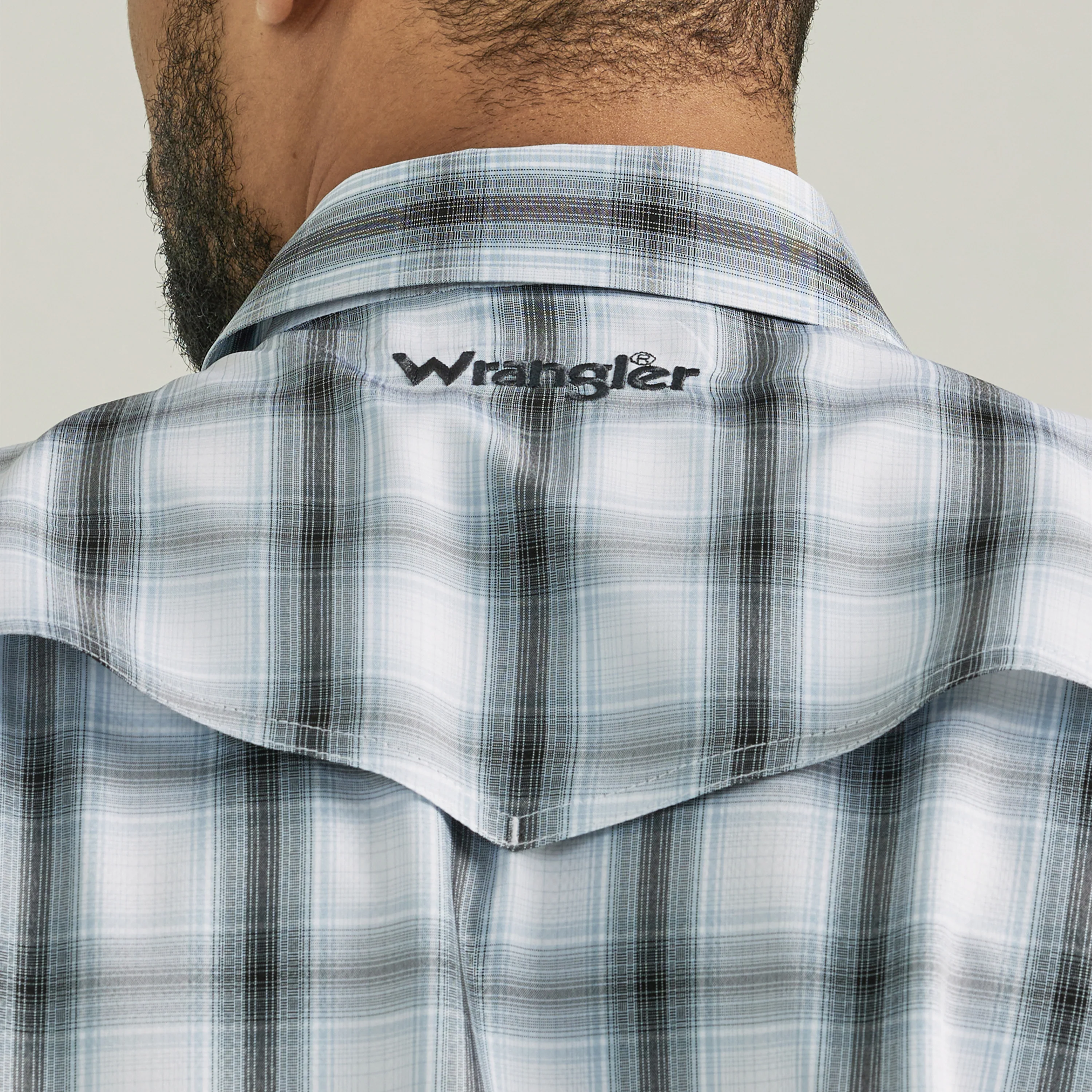 Wrangler Men's Western Plaid Long Sleeve Shirt - Blue - Image 6