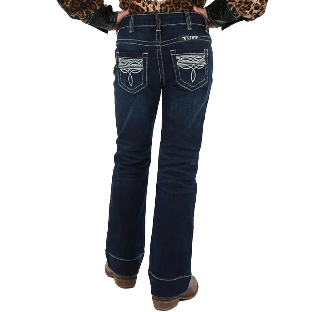 Cowgirl Tuff Girl's Bootstitch Trousers Jeans - Dark Wash - Image 2