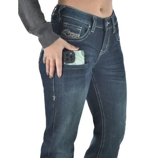 Cowgirl Tuff Women's Don't Fence Me In Dark Flannel Jeans - Dark Wash - Image 6