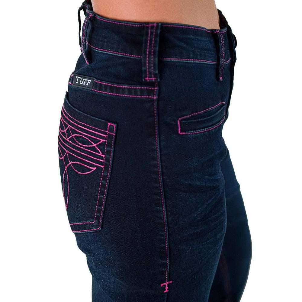 Cowgirl Tuff Women's Pink Bootstitch Trouser Jeans - Dark Wash - Image 4