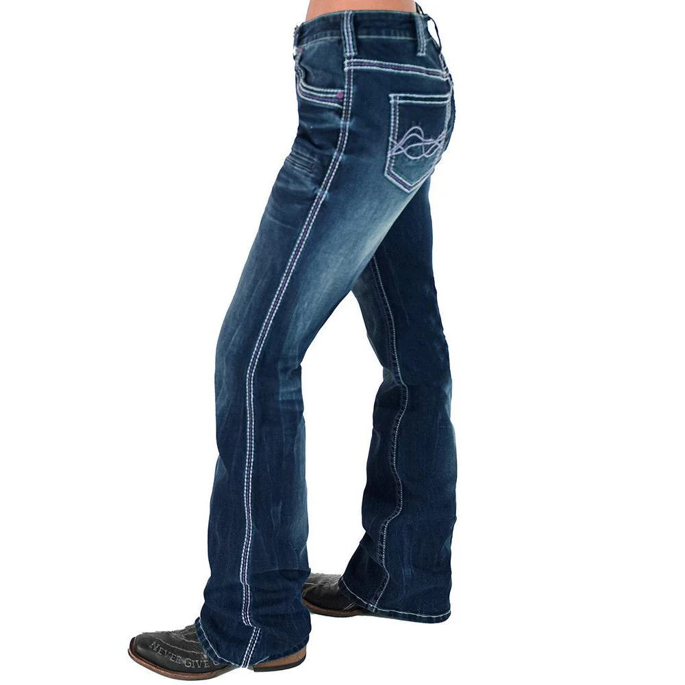 Cowgirl Tuff Women's Purple Hurricane Bootcut Jean - Dark Wash - Image 4