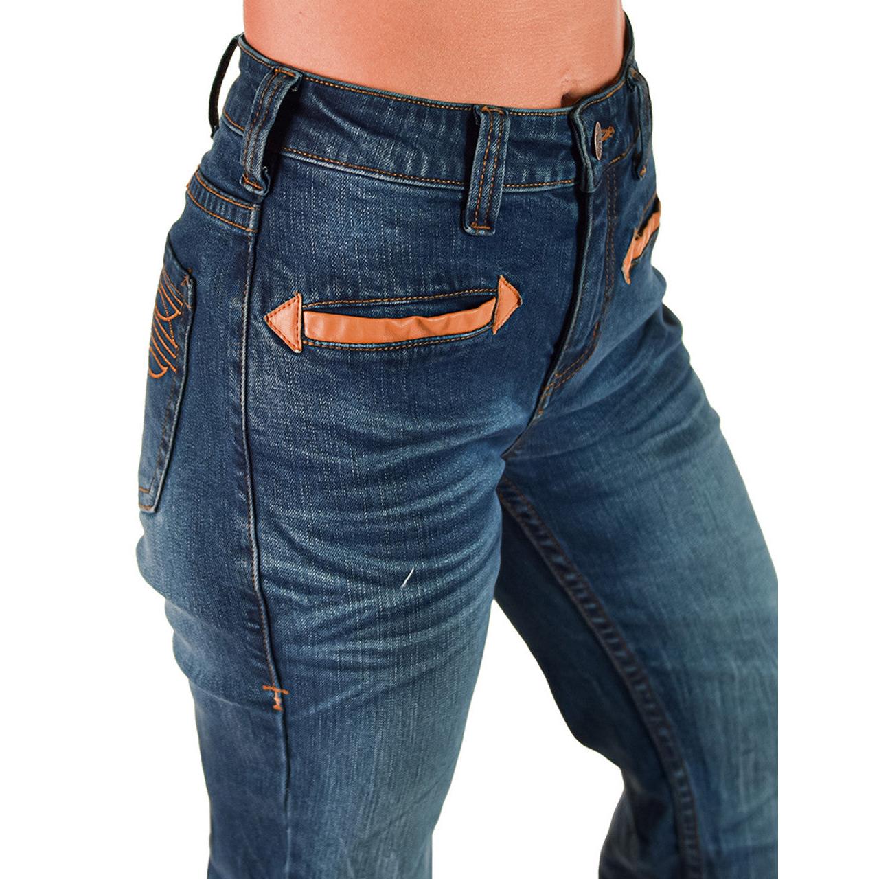 Cowgirl Tuff Women's Western Bootstitch  Trouser Jeans- Medium Wash - Image 5