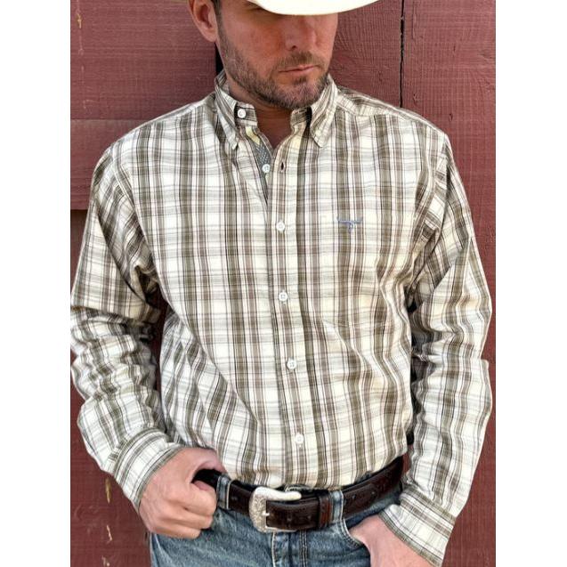 Drover Men's Signature Series  Ruckus Long Sleeve Shirt- Brown/Cream - Image 2