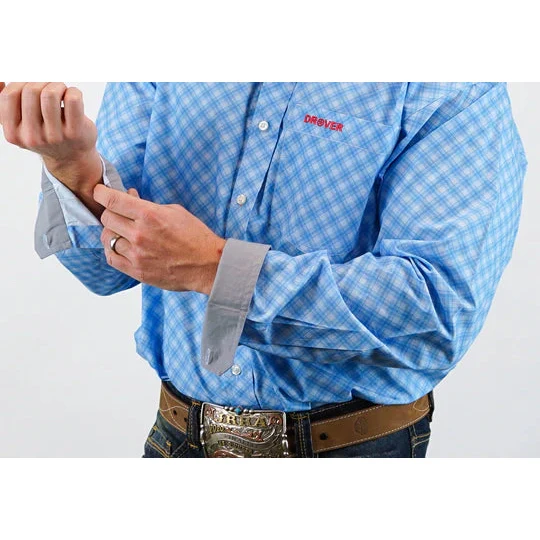 Drover Men's Signature Series Classic Fit Buckboard Shirt - Blue w/Blue Diagonal Check Print - Image 5