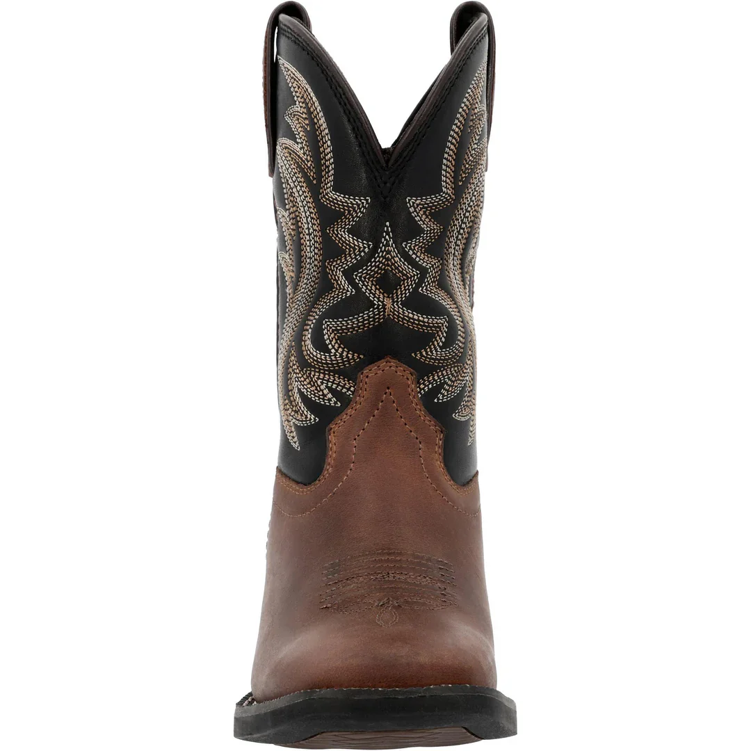 Durango Big Kids 8" Shyloh Square Toe Western Boot - Brawny Brown/Black Onyx - Image 3