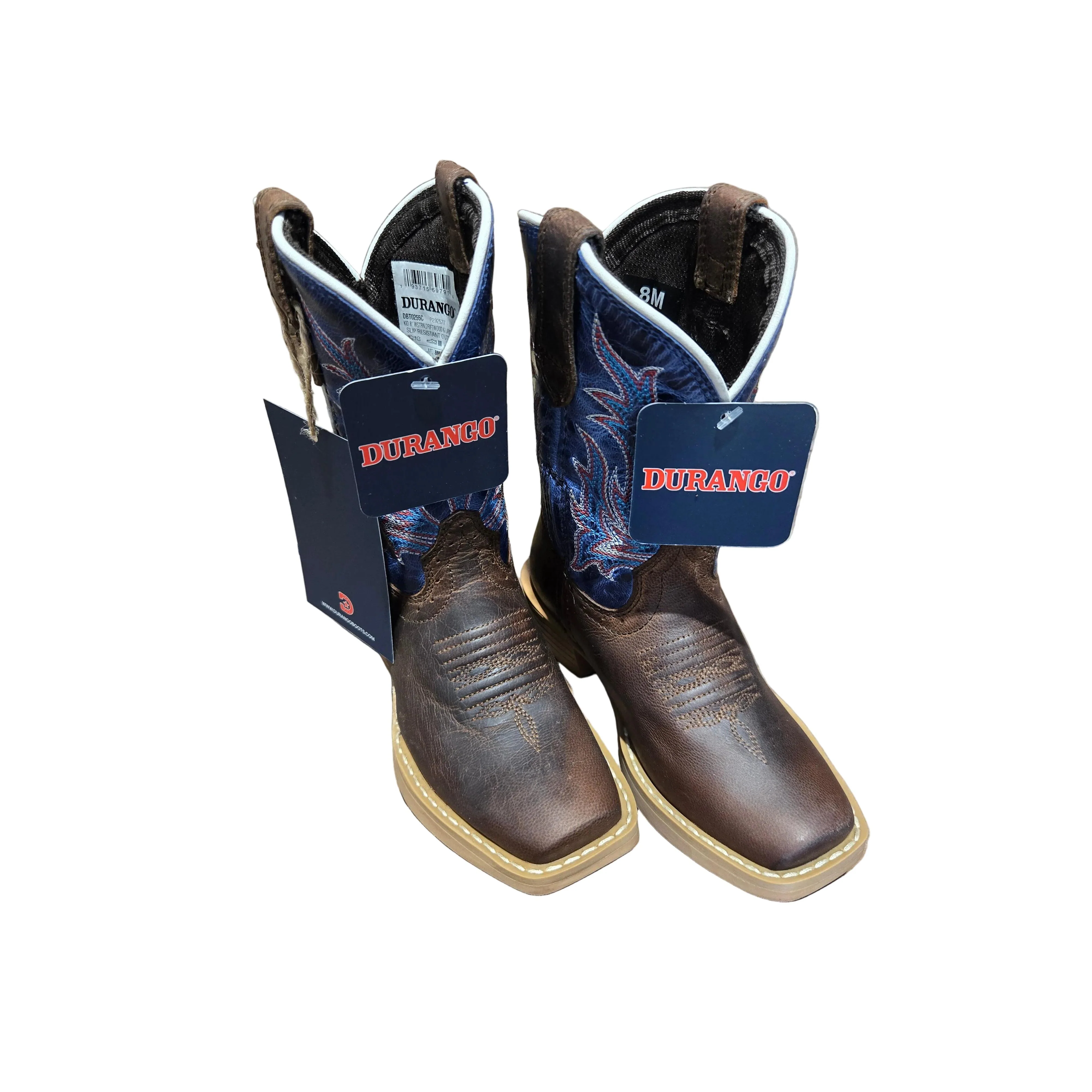 Durango Kid's Shyloh Little Kids 8 Inch Cutter Toe Western Boot - Drift Wood/Lapis Blue - Image 2