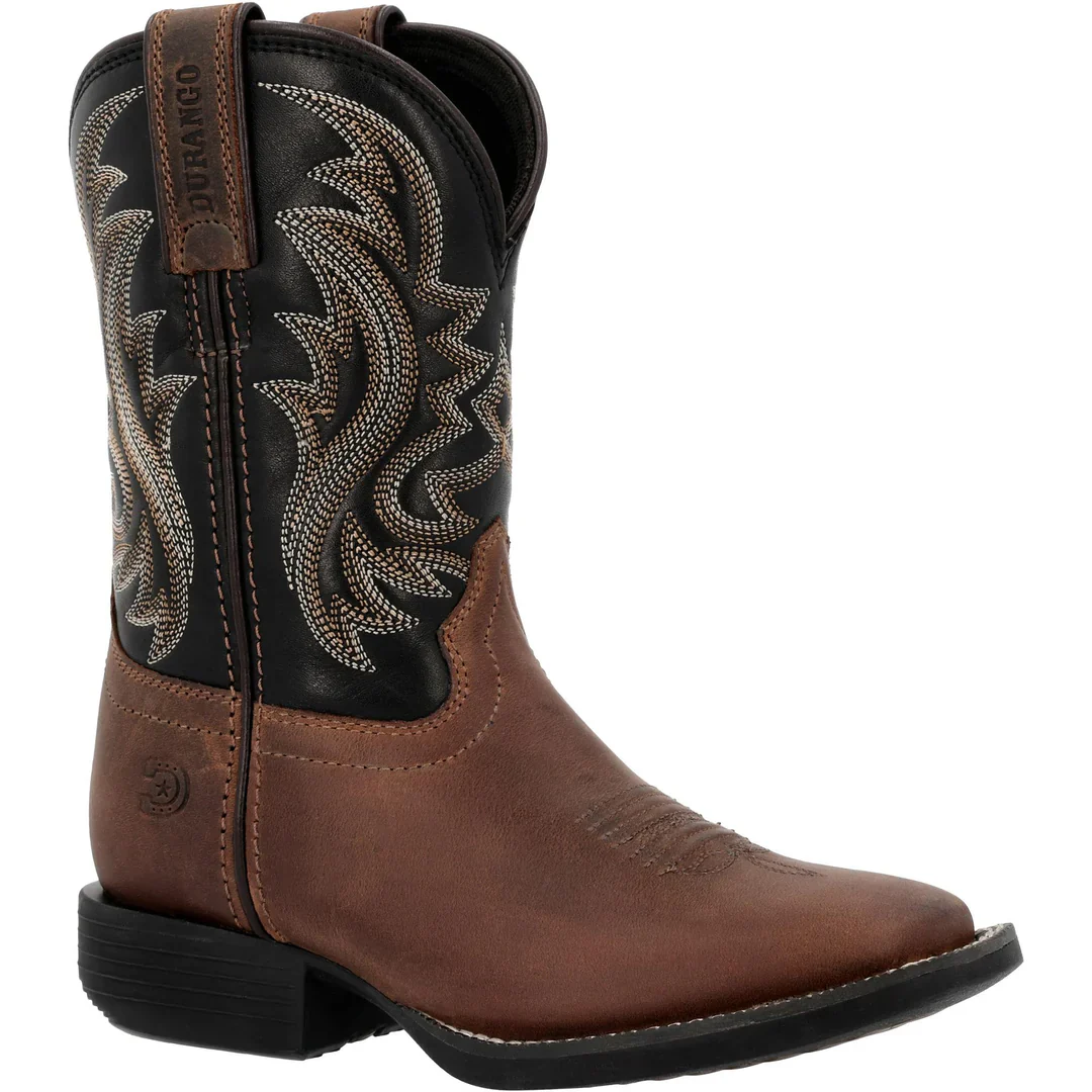 Durango Little Kids Shyloh 8 Inch Square Toe Boot - Brawny Brown/ Black Onyx
