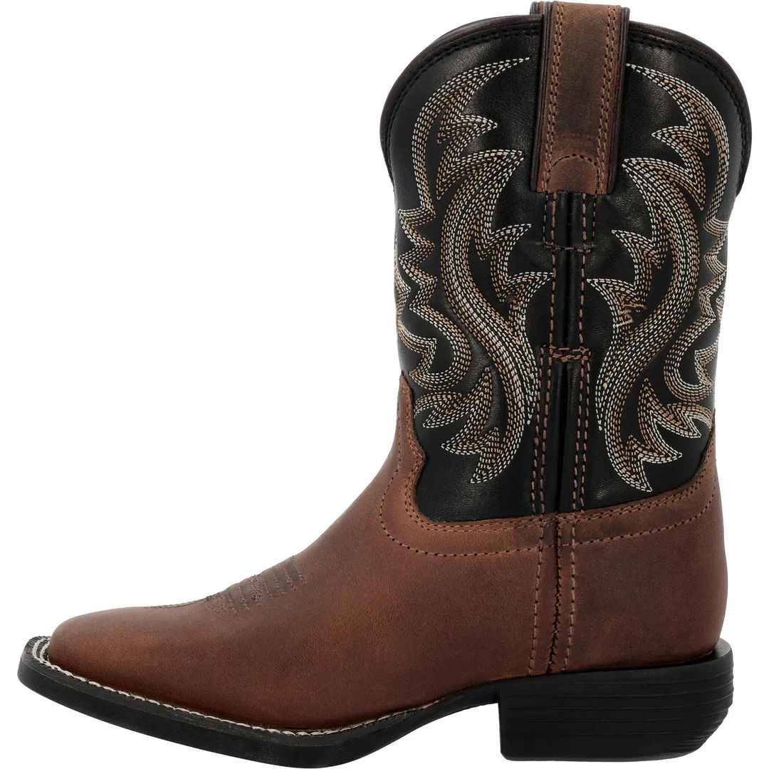 Durango Little Kids Shyloh 8 Inch Square Toe Boot - Brawny Brown/ Black Onyx - Image 2