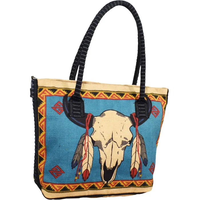El Paso Feather Skull Cotton Stencil Purse