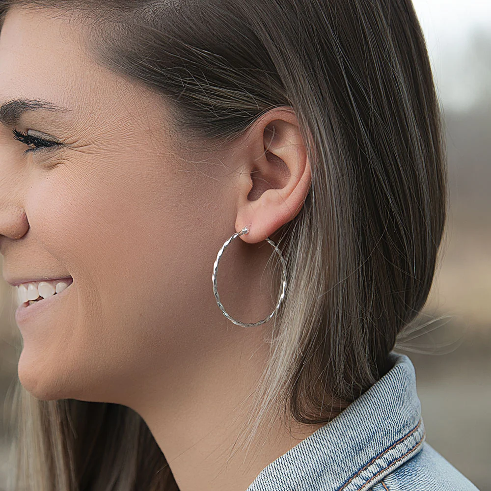 Montana Silversmith Cut Rope Hoop Earrings - Image 2