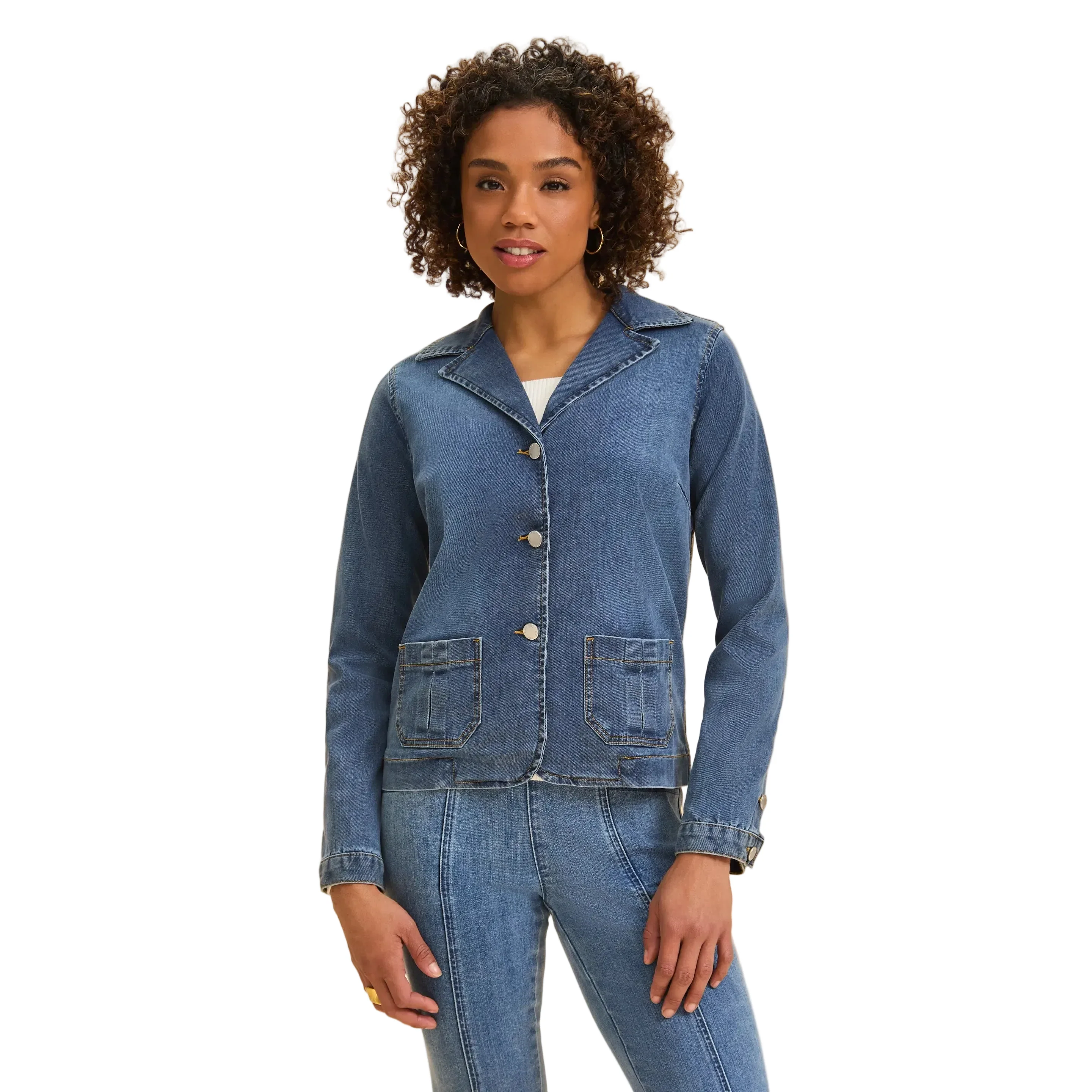 FDJ Women's Denim Blazer Jacket - Medium Wash