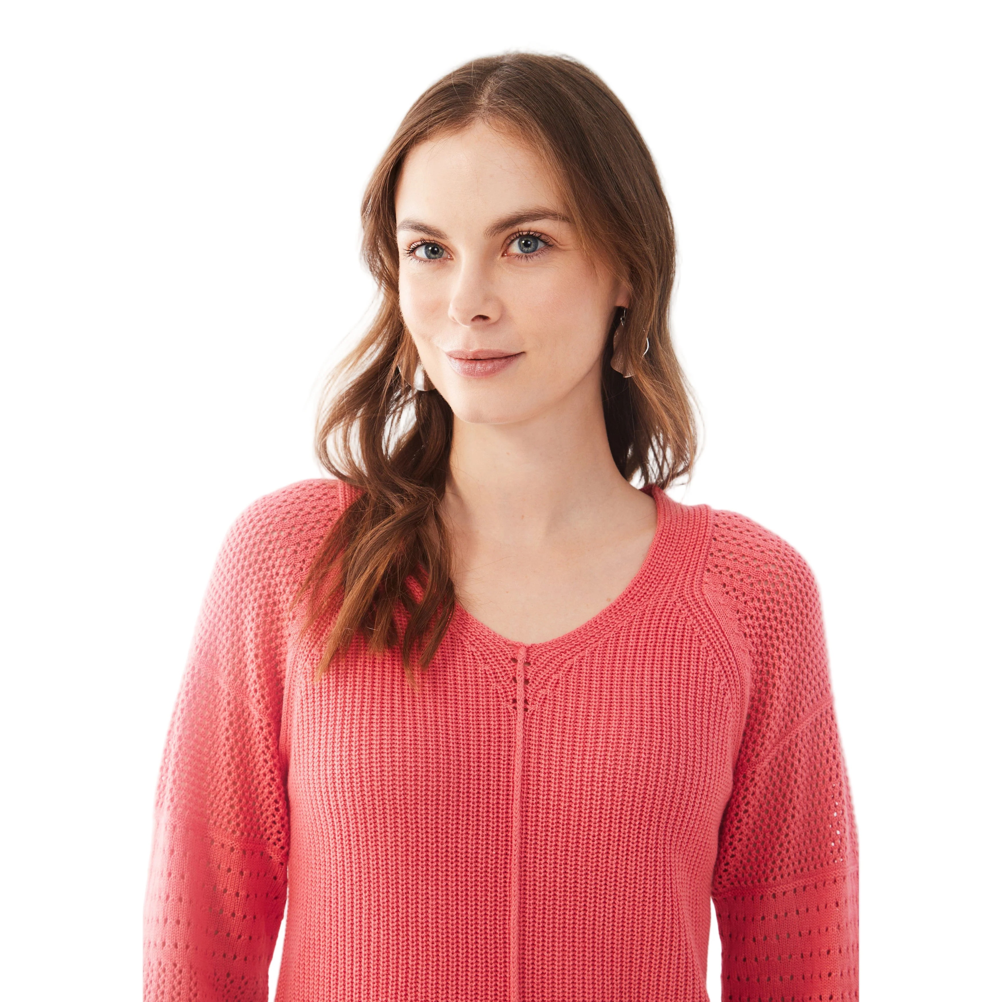 FDJ Women's Long Pointelle Sleeve V-Neck Sweater - Assorted Colours - Image 13