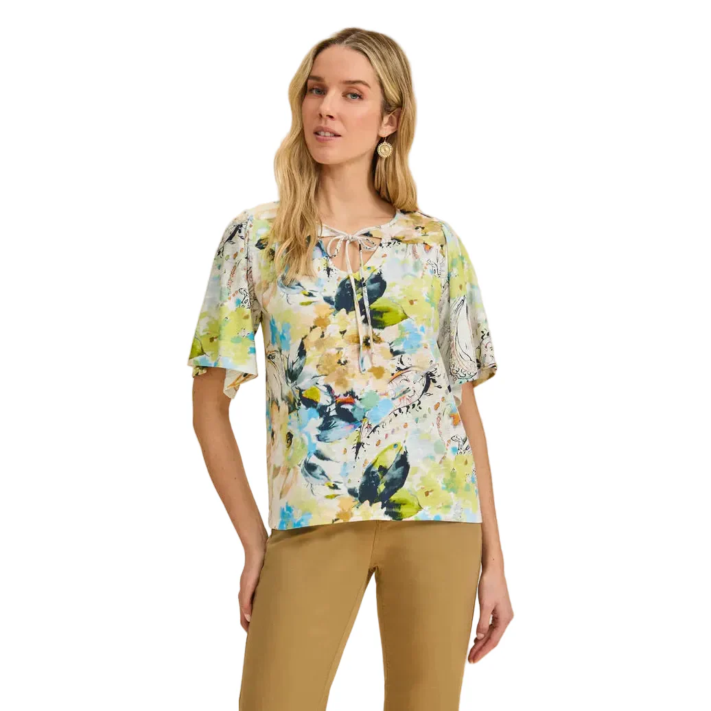 FDJ Women's Short Sleeve V Neck Shirt - Pacific Paisley