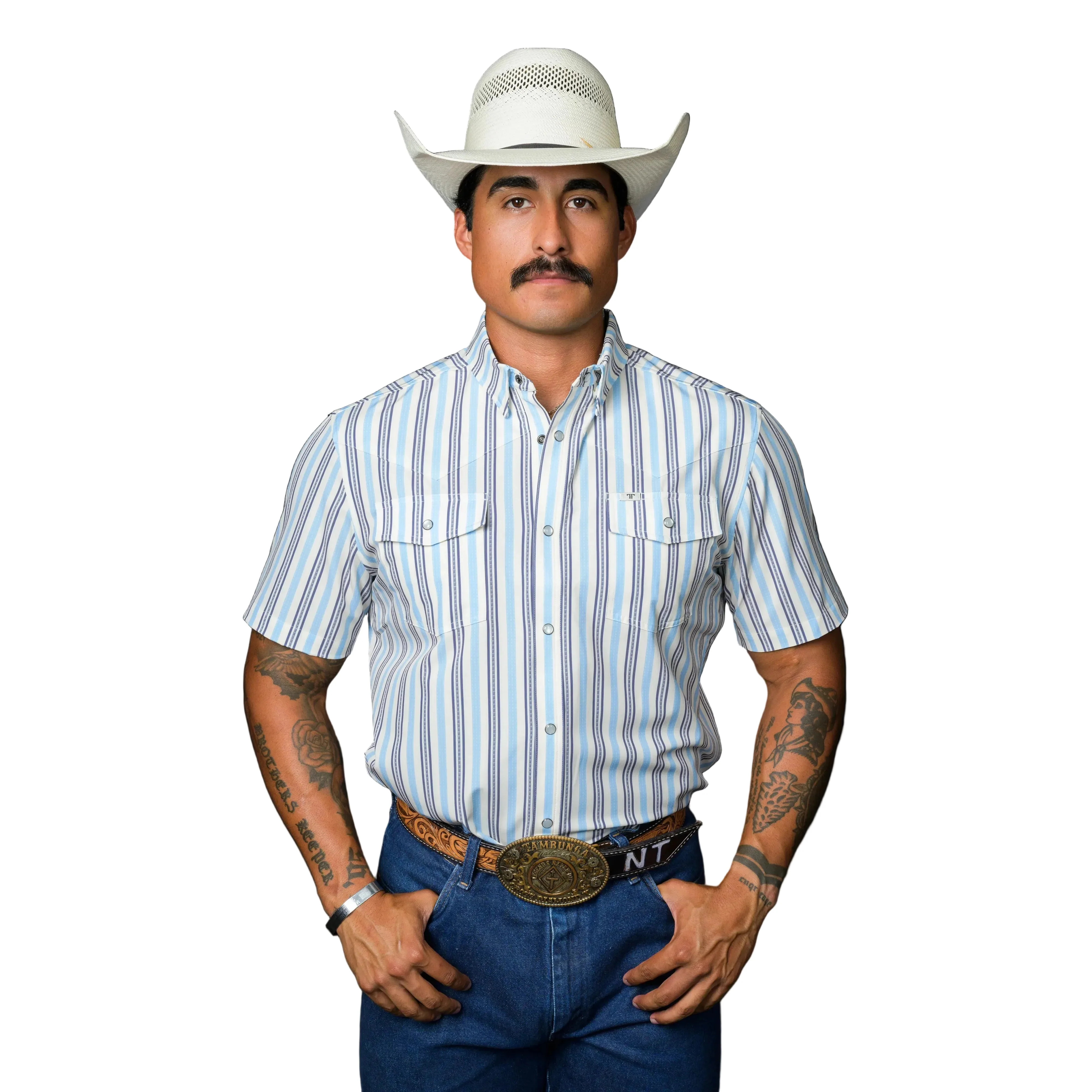 Ferrell Brand Men's The Jake Short Sleeve Snap Shirt - Blue